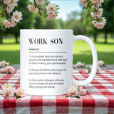 Work Son Definition Mug, Funny Colleague Gift, Secret Santa Mug for Work Son, Work Son Leaving Gift