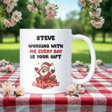 Working With Me Is Your Gift Personalised Mug, Funny Colleague or Boss Secret Santa, Team Christmas Gift, Colleague Appreciation Gift
